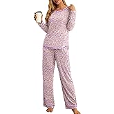 PrinStory Women's Pajama Set 2025 Lounge Sets Long Sleeve Sleepwear Soft 2 Piece Pjs with Pockets