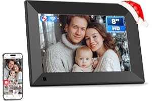 Arktronic Frameo 8 Inch Smart WiFi Digital Photo Frame with 1280x800 HD IPS Touchscreen, Frameo Digital Frame WiFi 16GB, Wall Mountable, Share Photo/Video via Apps, Email, Support USB/Mirco SD, Black