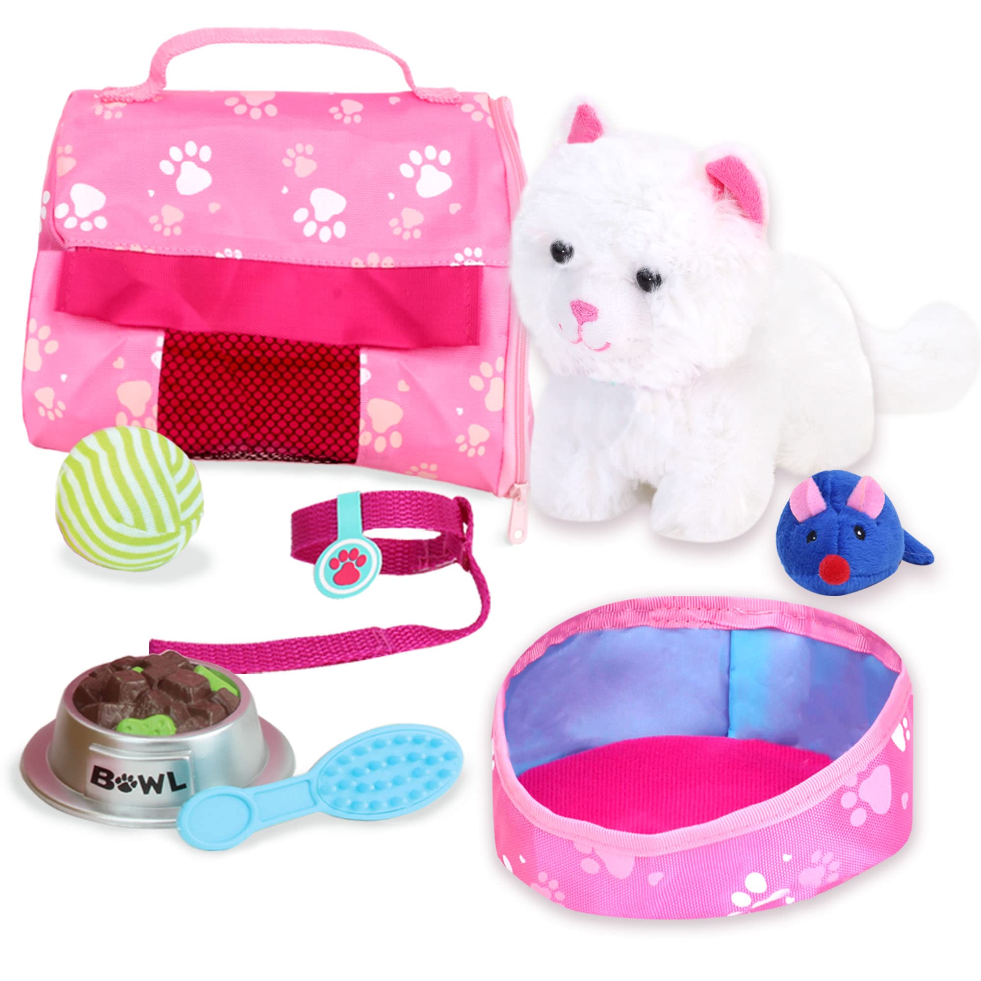 Sophia’s Baby Doll Cat Kitten with Carrier Including 8 Accessories for 16-18" Baby Dolls, Pretend Play, Doll Not Included, Suitable with Our Generation Dolls, Baby Annabell Dolls