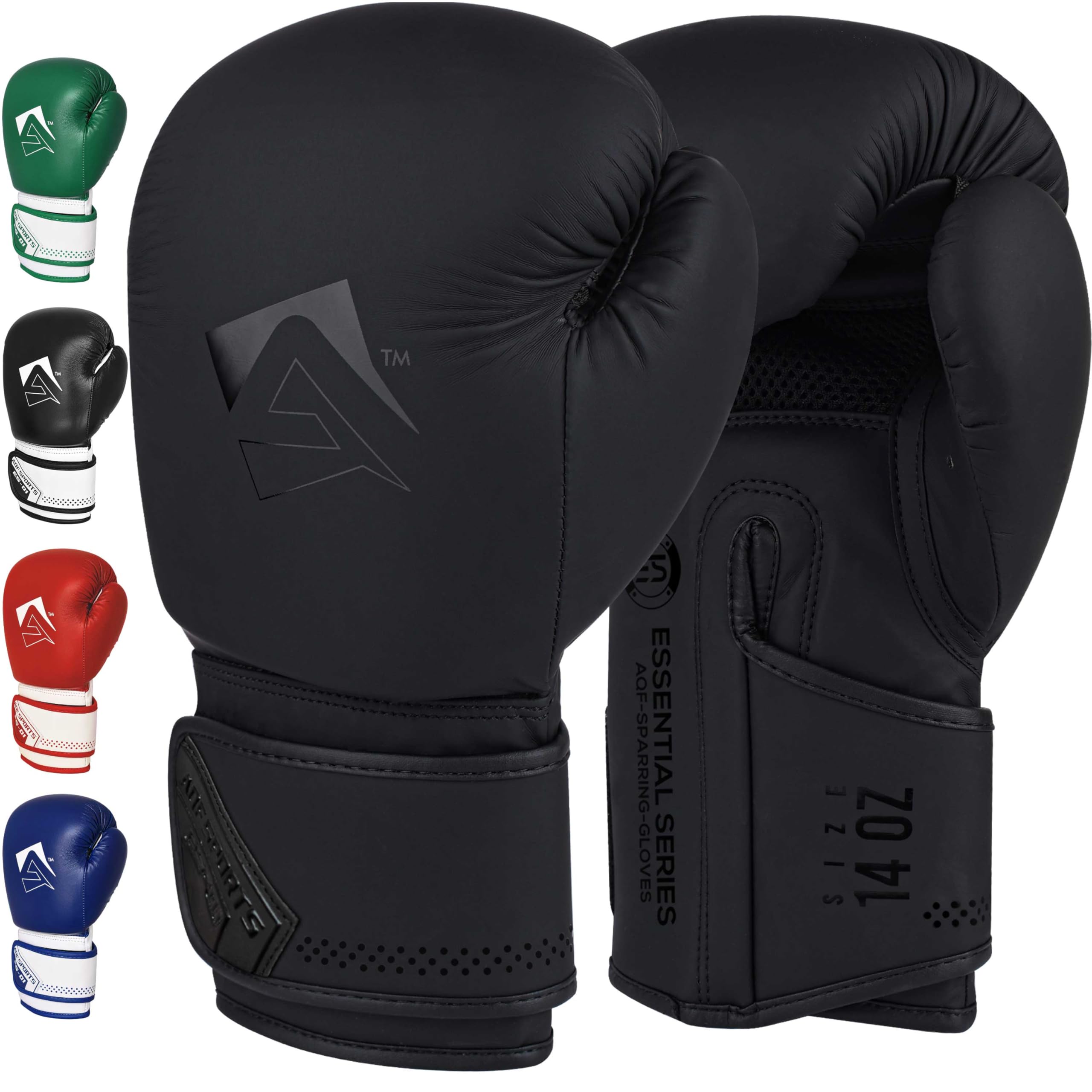 AQF Boxing Gloves for Training & MMA Muay Thai Punch Bag Sparring MMA Gloves for Kickboxing Fighting & punching bag with Extra Layers of Padding (Matt Black, 8oz)