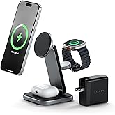 Satechi 3 in 1 Wireless Charging Station for Apple, MagSafe, Qi2 Certified, 15W Magnetic, Foldable Travel Charger Station for iPhone 17 to 12 Series, AirPods Pro/4/3, Apple Watch Series/Ultra/SE