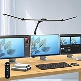 Micomlan 36W Bright Led Desk Lamp with Clamp, 47 Inches Long Architect Desk Lamp Home Office, Dimmable Table Light with Remote Adjustable Monitor Light Bar Tall Office Lighting for Computer Desktop