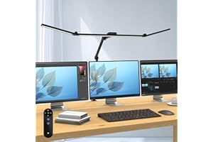 Micomlan 36W Bright Led Desk Lamp with Clamp, 47 Inches Long Architect Desk Lamp Home Office, Dimmable Table Light with Remote Adjustable Monitor Light Bar Tall Office Lighting for Computer Desktop