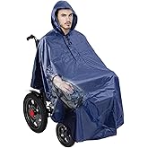 Wheelchair Rain Poncho with Joystick Cover - Full Body Weatherproof Rain Cape with Adjustable Straps, Lightweight Breathable Rain Cover for Men & Women, Electric Wheelchair and Mobility Scooter Covers