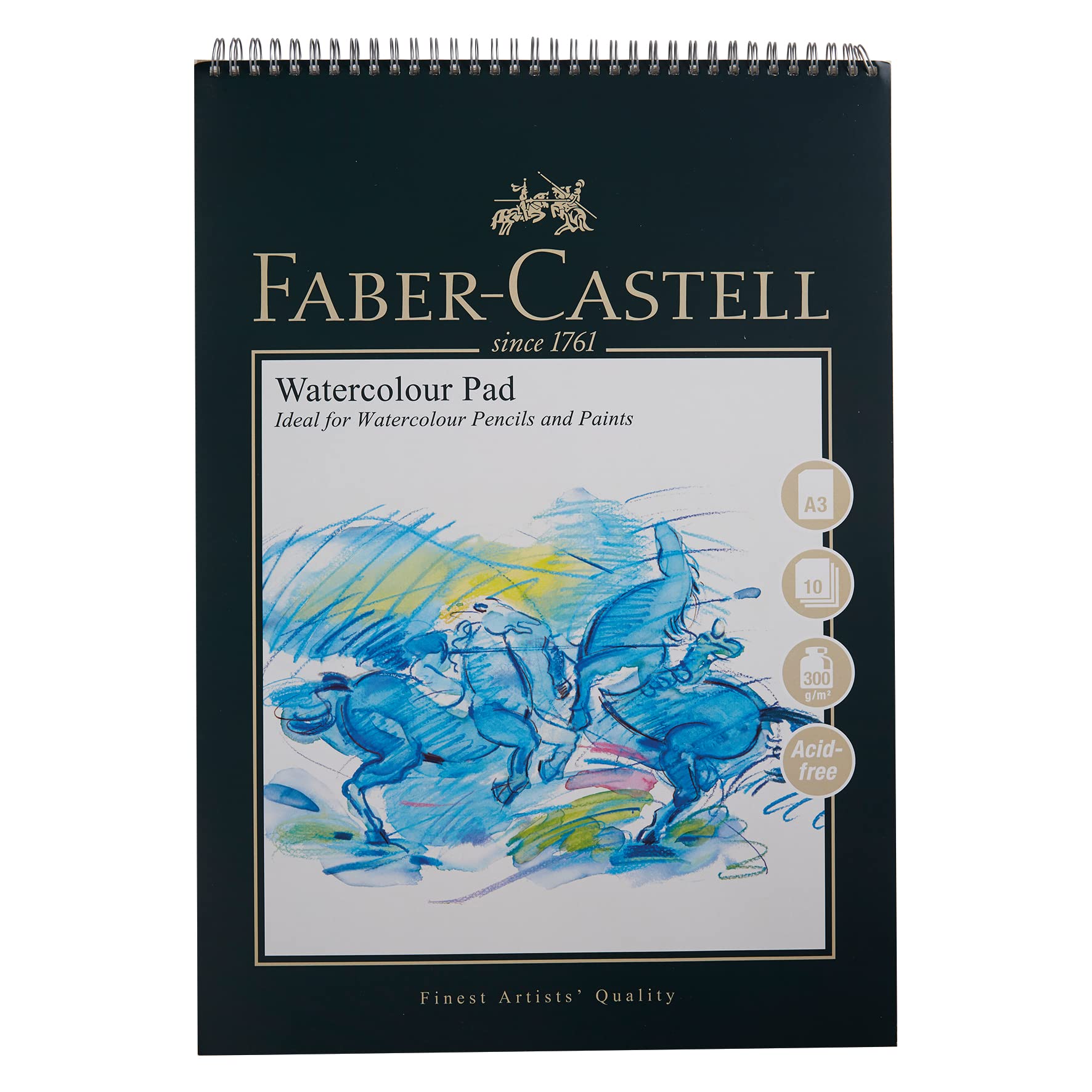 Faber-Castell Art & Graphic Watercolour Pad, A3, Acid Free Spiral Bound Paper Pad, 300 GSM, 10 Sheets for Watercolour Paint, Pencils and Markers, Arts, Craft, Home and School