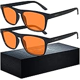 HMTIY 2 pack 99% Blue Light Glasses Men Woman, Computer Gaming Glasses Men, Blue Ray Filtering Amber Lens Anti Eye Strain