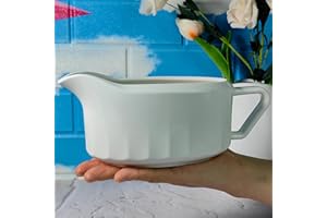 TripDock Large Capacity Gravy Boat-24 Oz Thanksgiving Farmhouse Gravy Boat/White-Perfect Addition to Your Holiday Table Setup