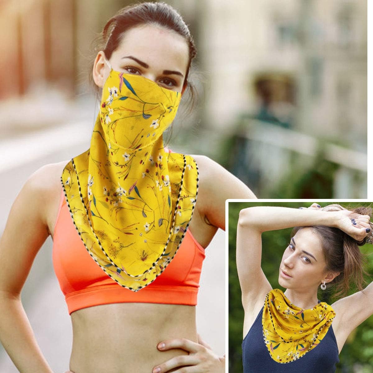2 or 4 Pack Women Face Scarf Mask Reusable Face Cover Balaclava with Filter Pocket Chiffon Bandana Neck Gaiter -Ear Loops & Snap at  Women’s Clothing store