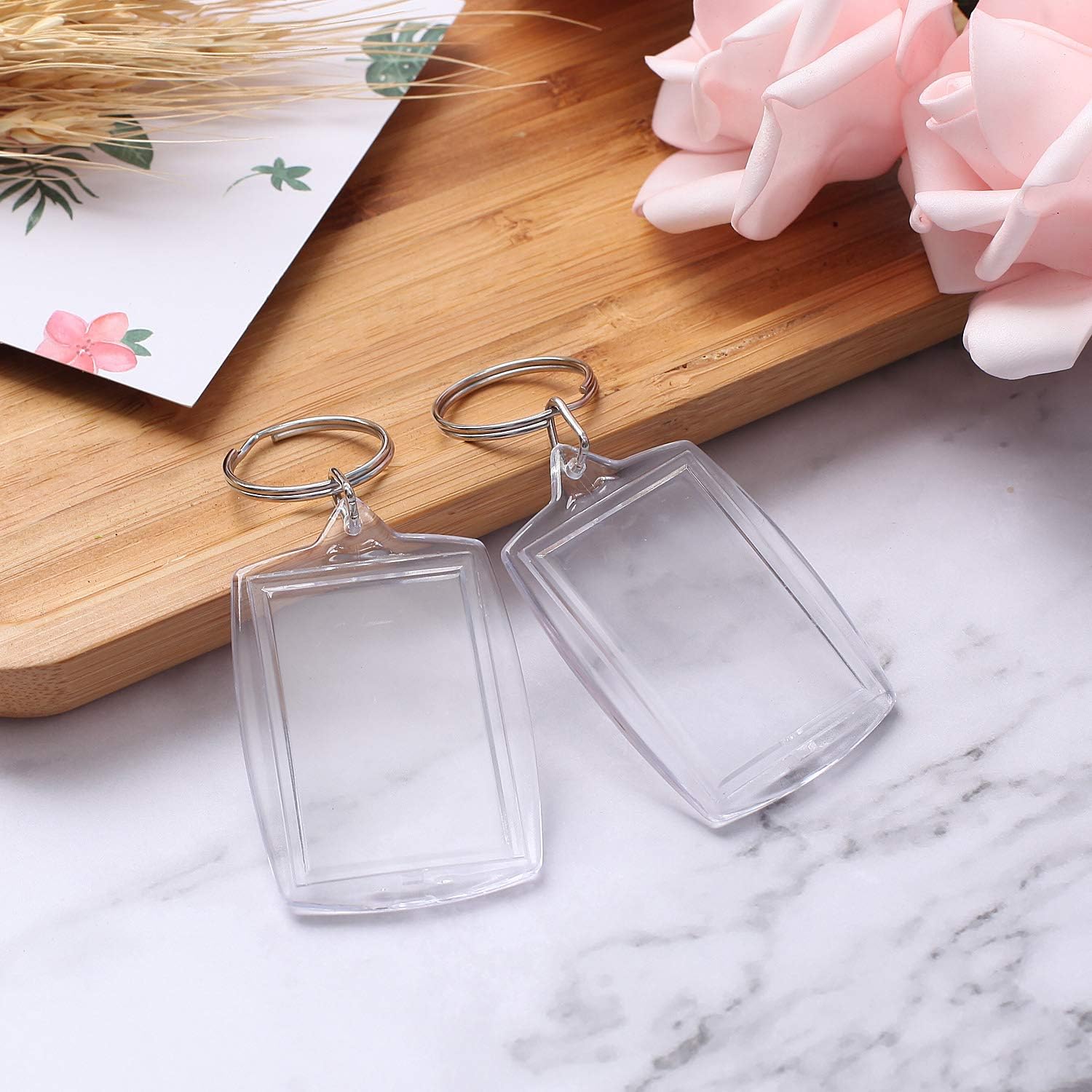 Blank Photo Keyring JUYOO Double Sided Blank Insert Photo Keychain, Acrylic Clear Picture Frame Keyring with Split Ring - Image 4