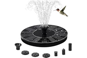 HANBOUNG Solar Fountain for Bird Bath,7 Models Nozzles Water Fountain Pump Solar Powered Outdoor for Humming Bird Ponds-Garden-Fish Tank-Aquarium and Patio Yard Outdoor Ornamental Equipment