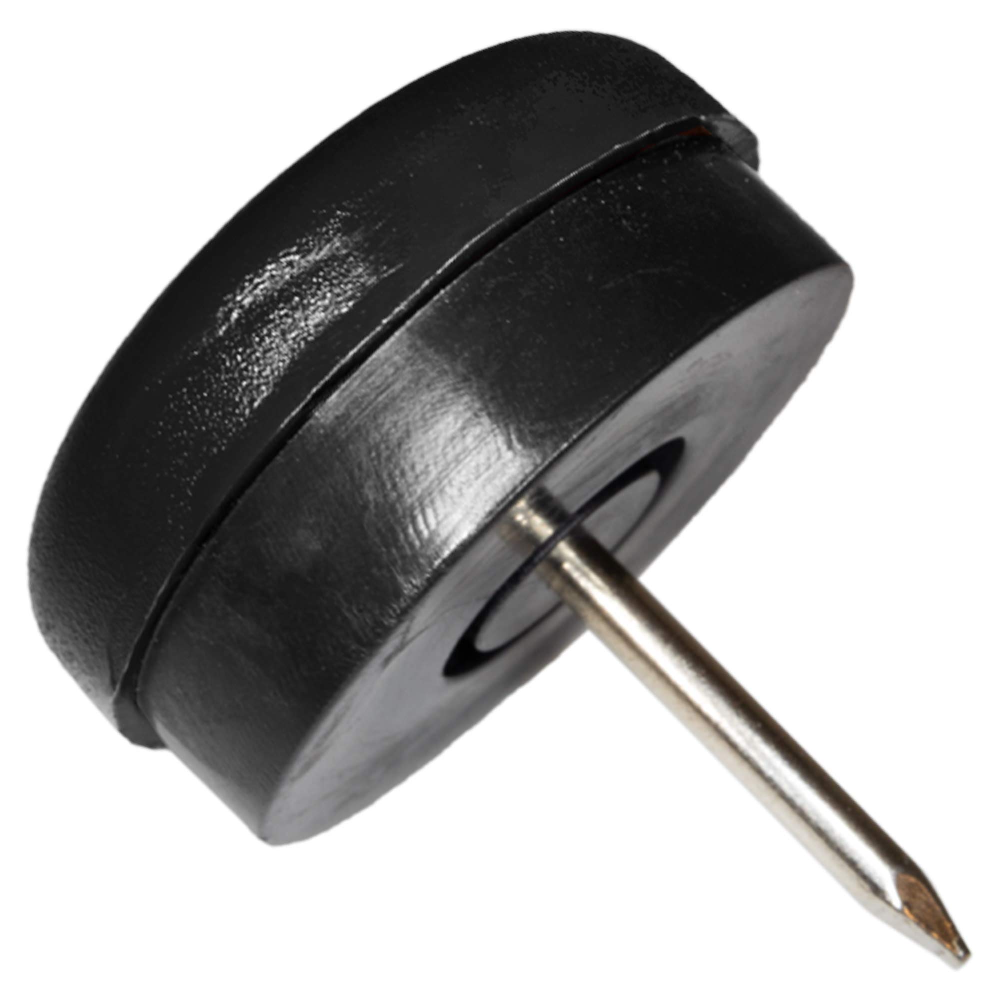 Adsamm® / 4 x Glides in plastic with nail and rubber cushion | Ø 0,98'' (Ø 25 mm) | black | round | Premium quality furniture sliders with bumper and nail by Adsamm®