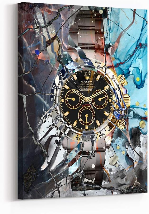 Inktuitive 'Oyster Time’ Inspirational Wall Art | Rolex Watch Canvas Print | Motivational Décor for Bedroom, Living Room & Business Office | 40 x 30 Inches