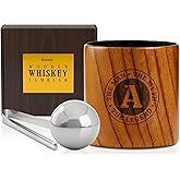 Onebttl Personalized Charred Wooden Whiskey Glasses for Men, Bourbon Drinking Glass, Birthday, Christmas Gifts for Him, the Man the Myth the Legend, A