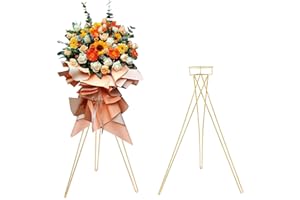 LoveCat 41.3" Tall Gold Floral Display Rack Decorations - Metal Flower Pot Holder，2 Pcs Flower Plant Stand Display for Wedding Anniversary Events Opening Ceremony Party Reception Aisle Centerpieces