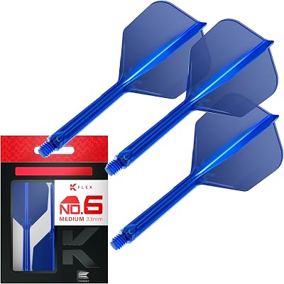 Target Darts K-Flex Integrated Flights and Shafts No.6 Blue Medium 3 Pack