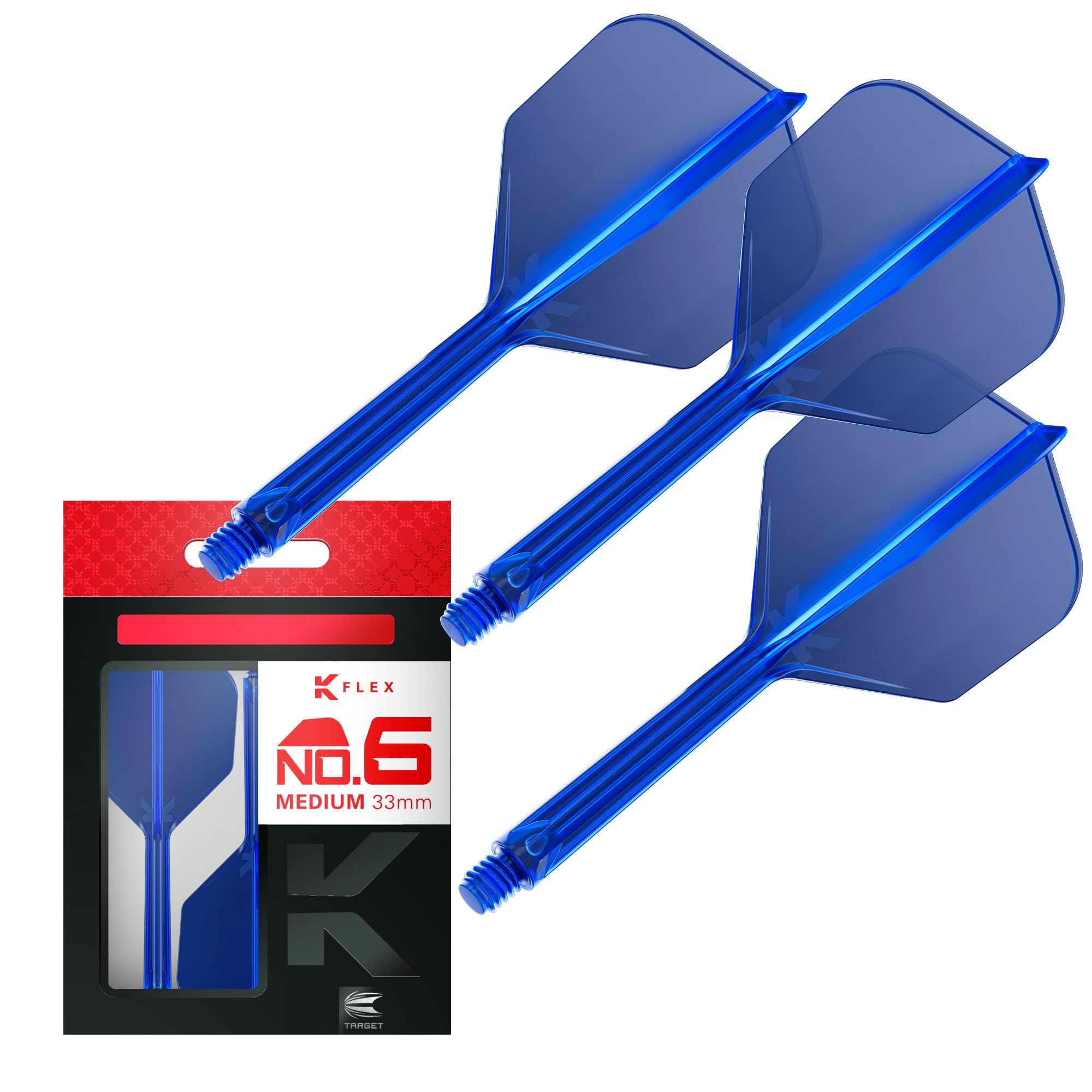 Target Darts K Flex Integrated Dart Flights And Shafts, No.6 Blue (Medium) | Pack Of 3 K-Flex - No6, Kflex All In One Moulded Dart Flight & Stem | Professional Dart Accessories
