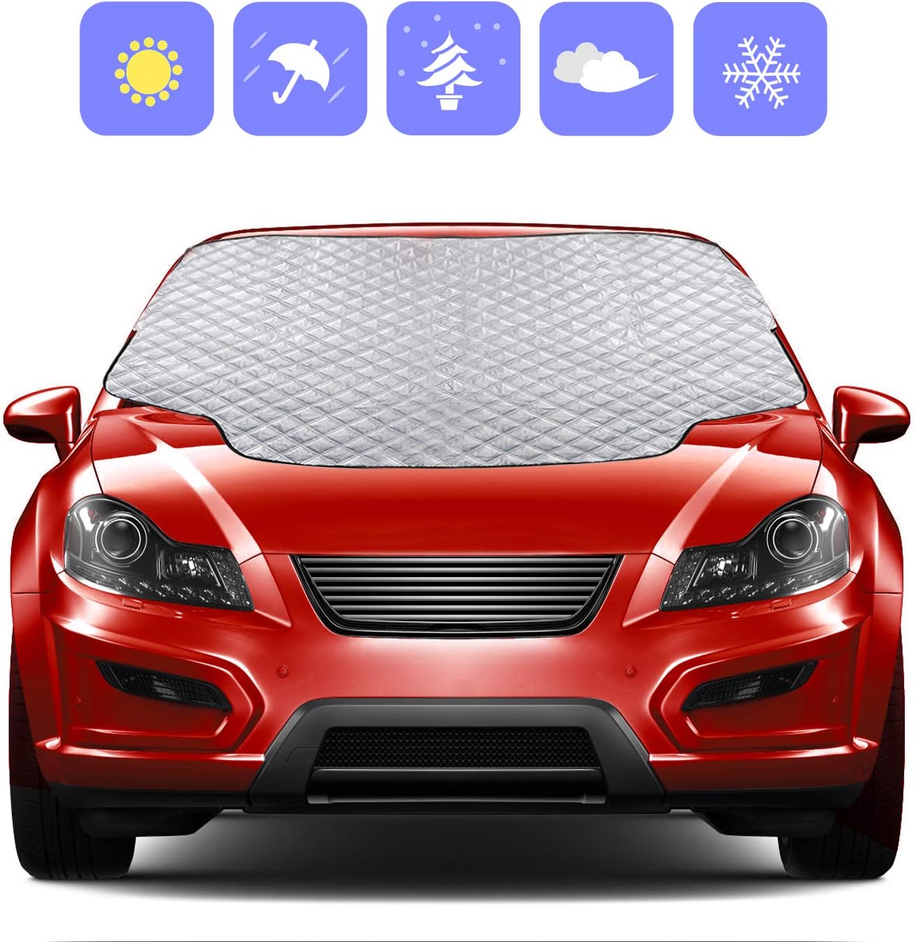Zenoplige Car Windscreen Frost Cover Snow Cover Windshield Sun Protector Waterproof Dust Cover and Ice Protector in All Weather Car Cover (S-summer)