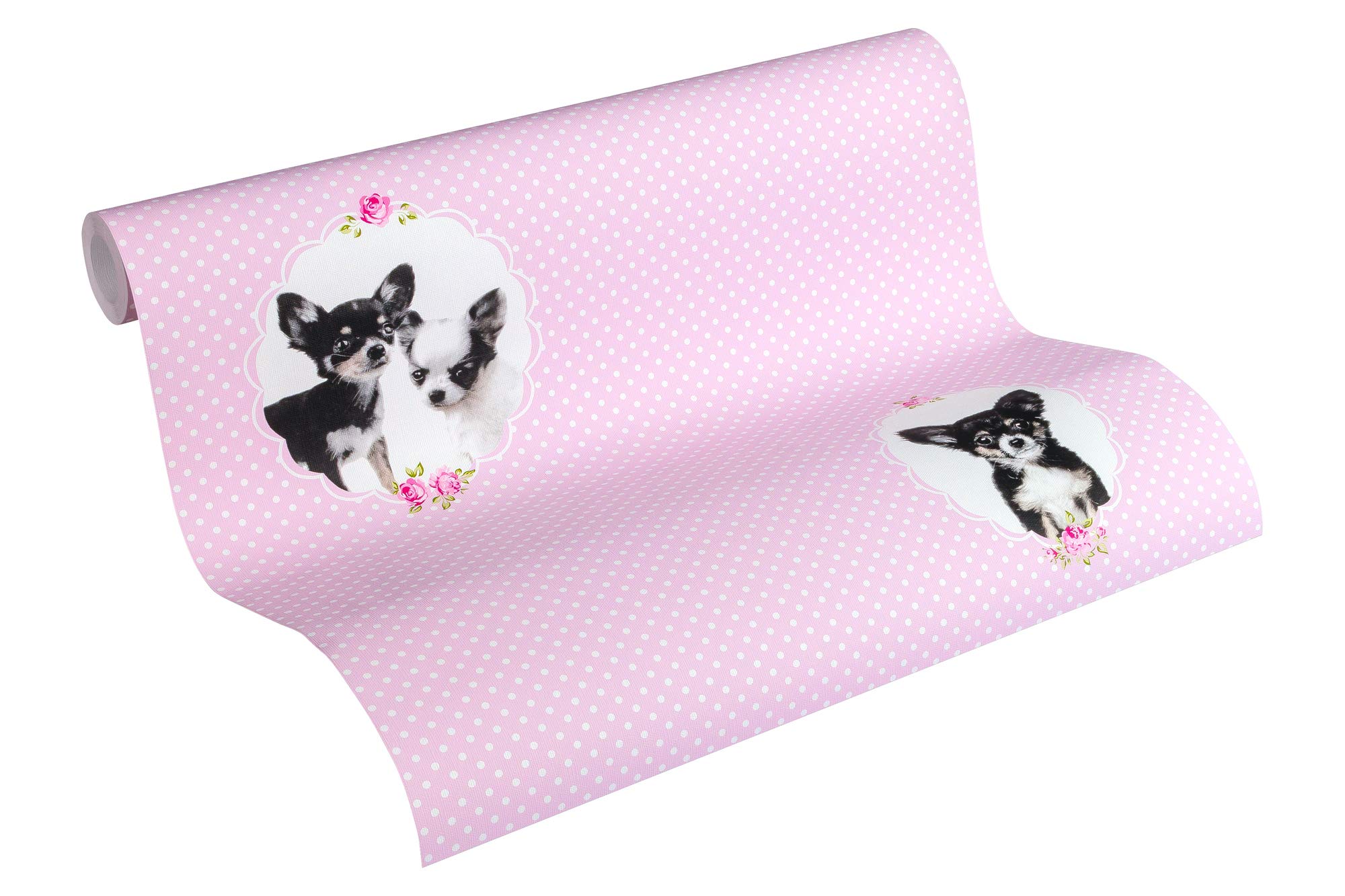 Animal Wallpaper for Kids Little Stars Non-Woven Wallpaper 10.05 m x 0.53 m Pink Black Made in Germany by Livingwalls 358511 35851-1