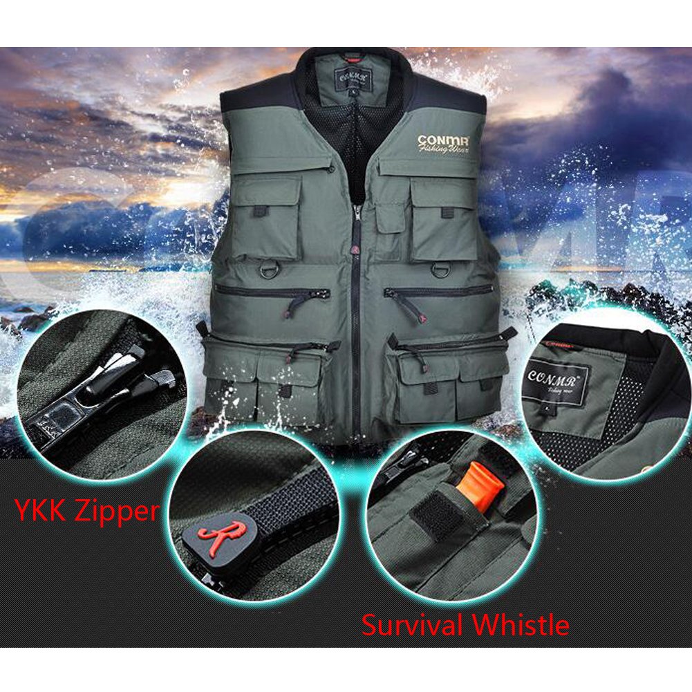 Greatrees Men's Zippers Life Waistcoat Personal Floatation Device