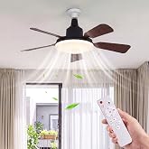 24inch Socket Fan Light,3 Color Dimmable Ceiling Fan with Lights and Remote,E26/E27 Screw-in Bulb Fan Light,3000K-6500K Adjustable Lighting,Black Small Fan Light for Bedroom,Kitchen,Garage,Patio,Porch