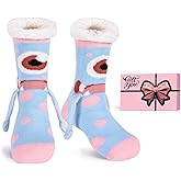 HERYEBING Fuzzy Slipper Socks with Gift Box Fluffy Cozy Warm Non-slip Funny Stocking Stuffers Christmas Gifts for Women Teens