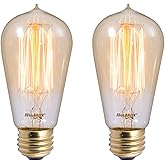 Bulbrite 136019 Pack of (2) 60 Watt Antique Clear Dimmable ST18 Shaped Medium (E, Antique Clear