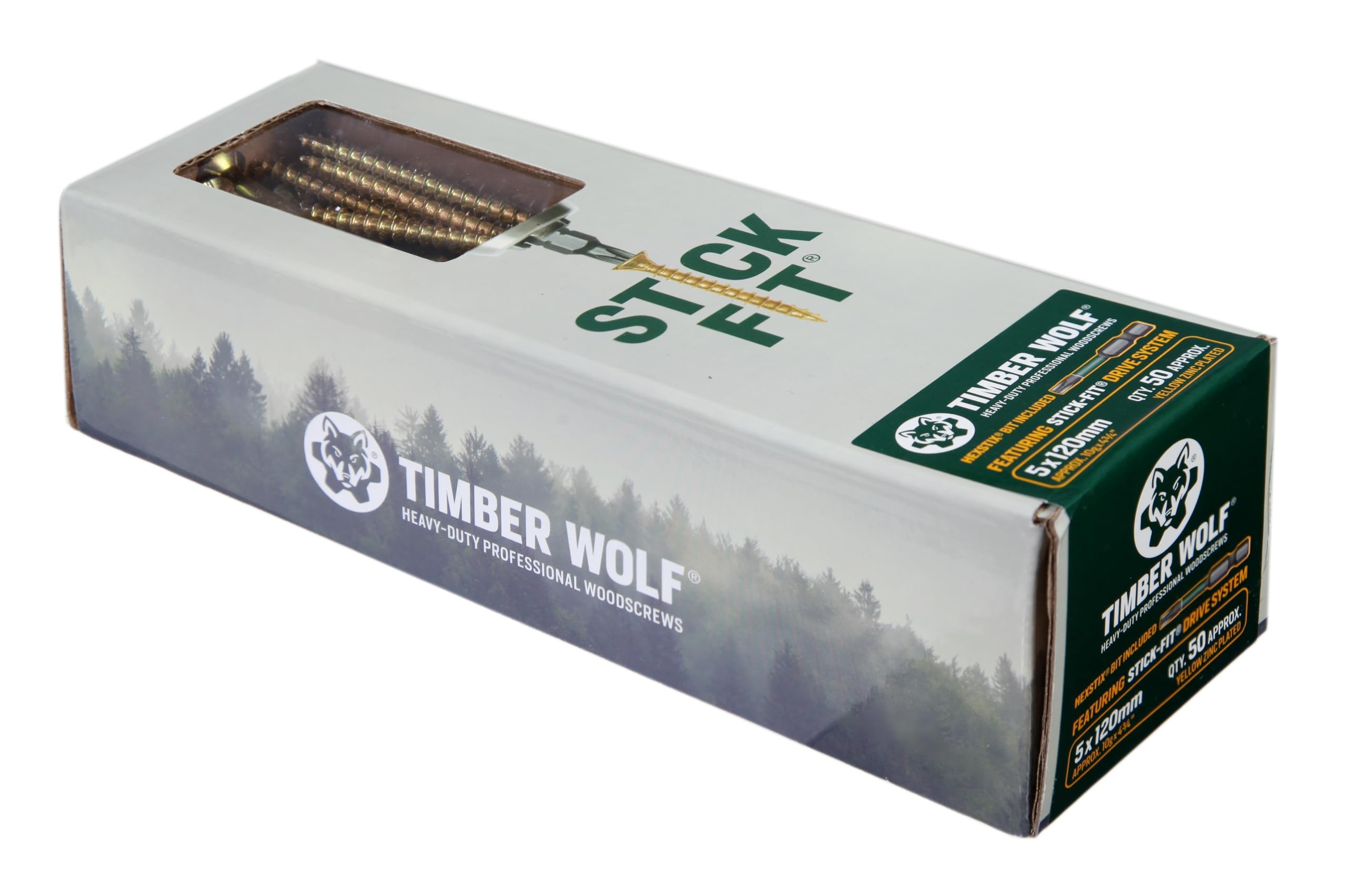 Timber Wolf TW50120 Timber Wolf Woodscrews - 5.0 x 120mm - Box of 50,Zinc & Yellow (Gold)