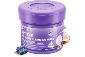 HICC PET Eyes Wipes for Dogs & Cats Upgraded Pro Version, Vet-Recommended Dog Eye Wipes Hypoallergenic, Dog Tear Stain Remover, Remove Debris, Mucus & Discharge - 100ct, Blueberry