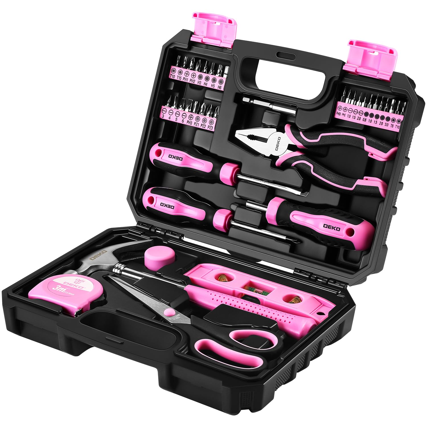 Pink Tool Kit：DEKO Tool Set, Pink Hand Tool Kit DIY for Women 42 Pieces, Ladies Tool Box Gift for Home,Office