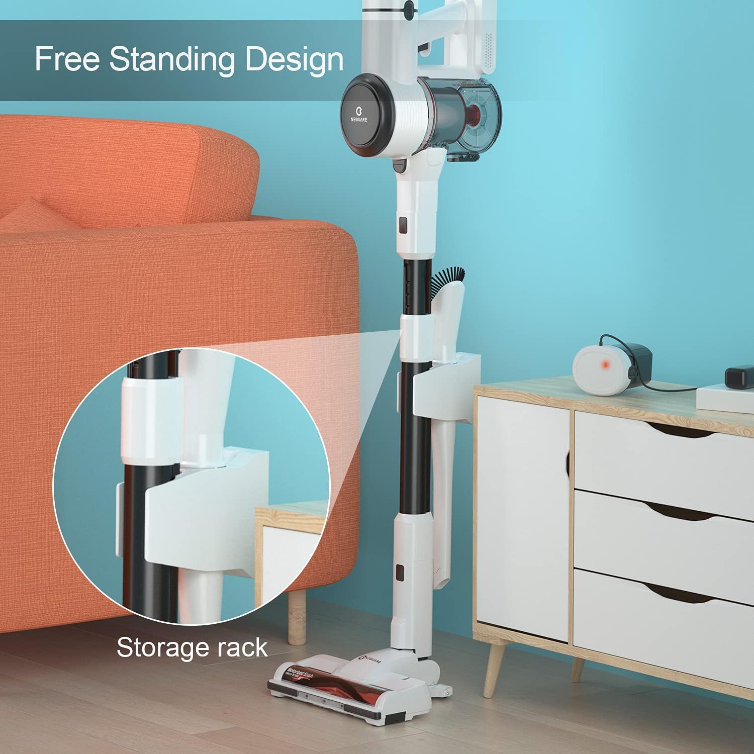 NEQUARE Cordless Vacuum Cleaner, Stick Vacuum Cleaner with 280W 25Kpa Powerful Suction 40min Runtime, 2200mAh Battery 4 in 1 Lightweight Handheld Vacuum for Car Pet Hair Carpet Hard Floor S25 -