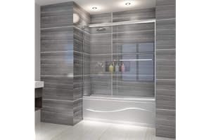 ELEGANT Bypass Double Sliding Tub Shower Door, 60 in. W x 62 in. H Bathtub Sliding Door, 1/4 inch Clear Glass Panel Bathtub Shower Door in Chrome Finish