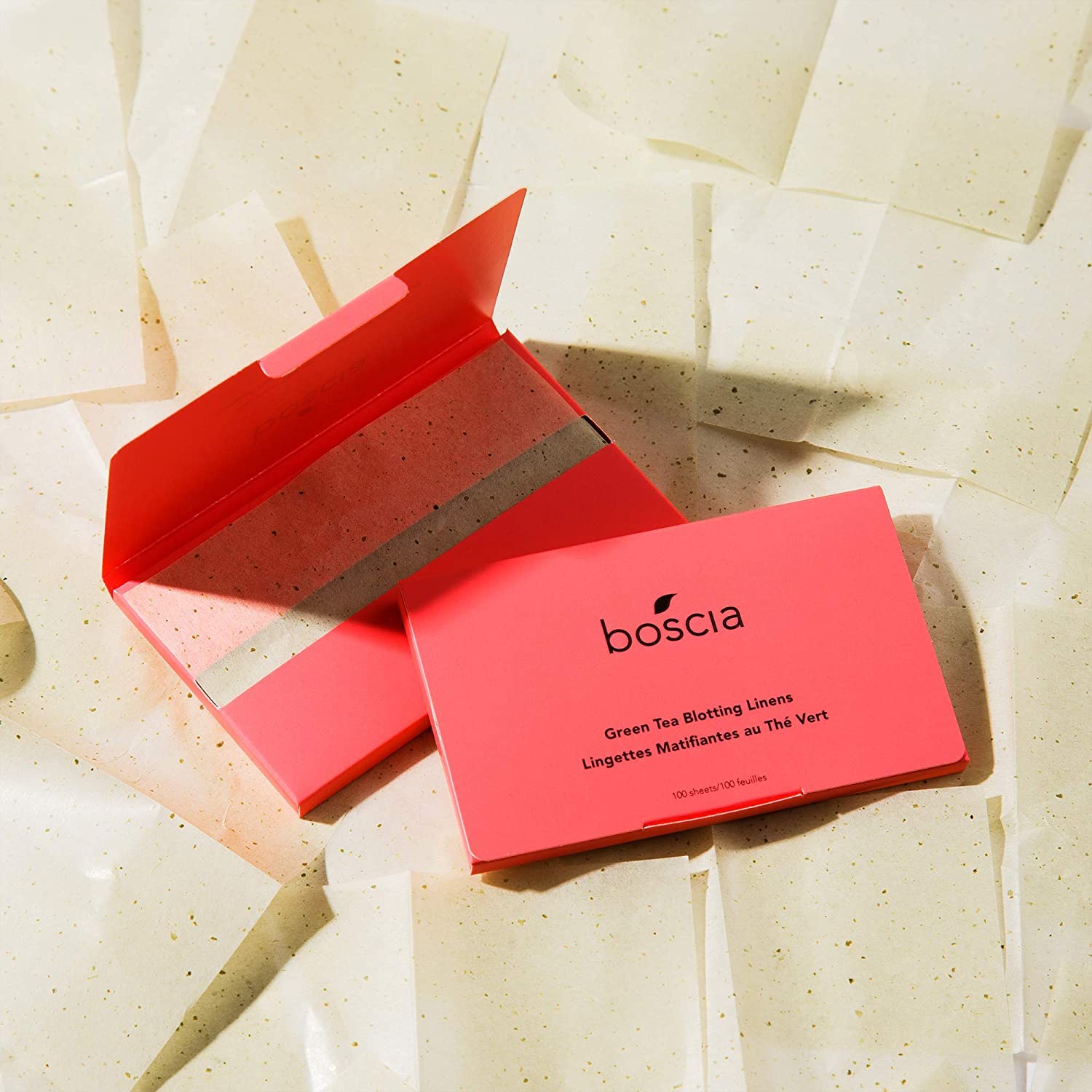 boscia Green Tea Blotting Linens - Vegan, Cruelty-Free, Natural Skin Care - Oil Blotting Sheets for Face - For Combination to Oily Skin Types - Travel Size - 100 Sheets