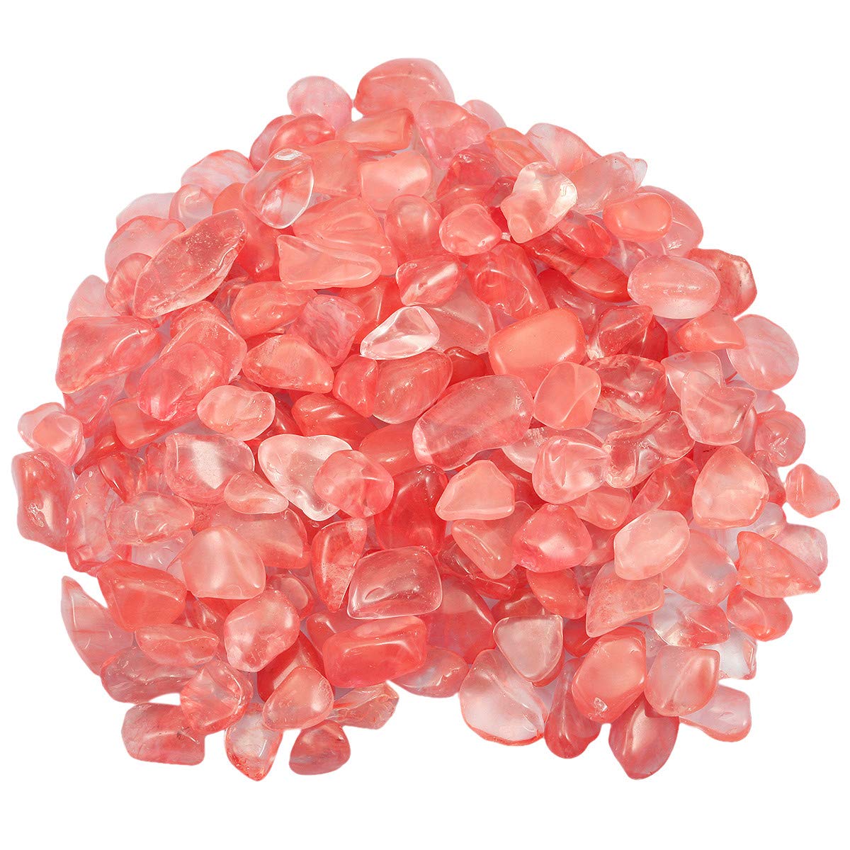 Nupuyai 1 lb Tumbled Cherry Quartz Crystal Chips Stone, Crushed Irregular Shape Healing Reiki Crystal Stone for Home Decoration