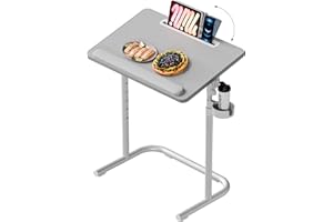 KVRG TV Tray Table,Extra Large with Wrist Rest,Snack Table with Height Adjustment & 90° Adjustable Tilt Angle,TV Dinner Table with Cup Holder for Sofa,Bed,Laptop,Work,Eating-White