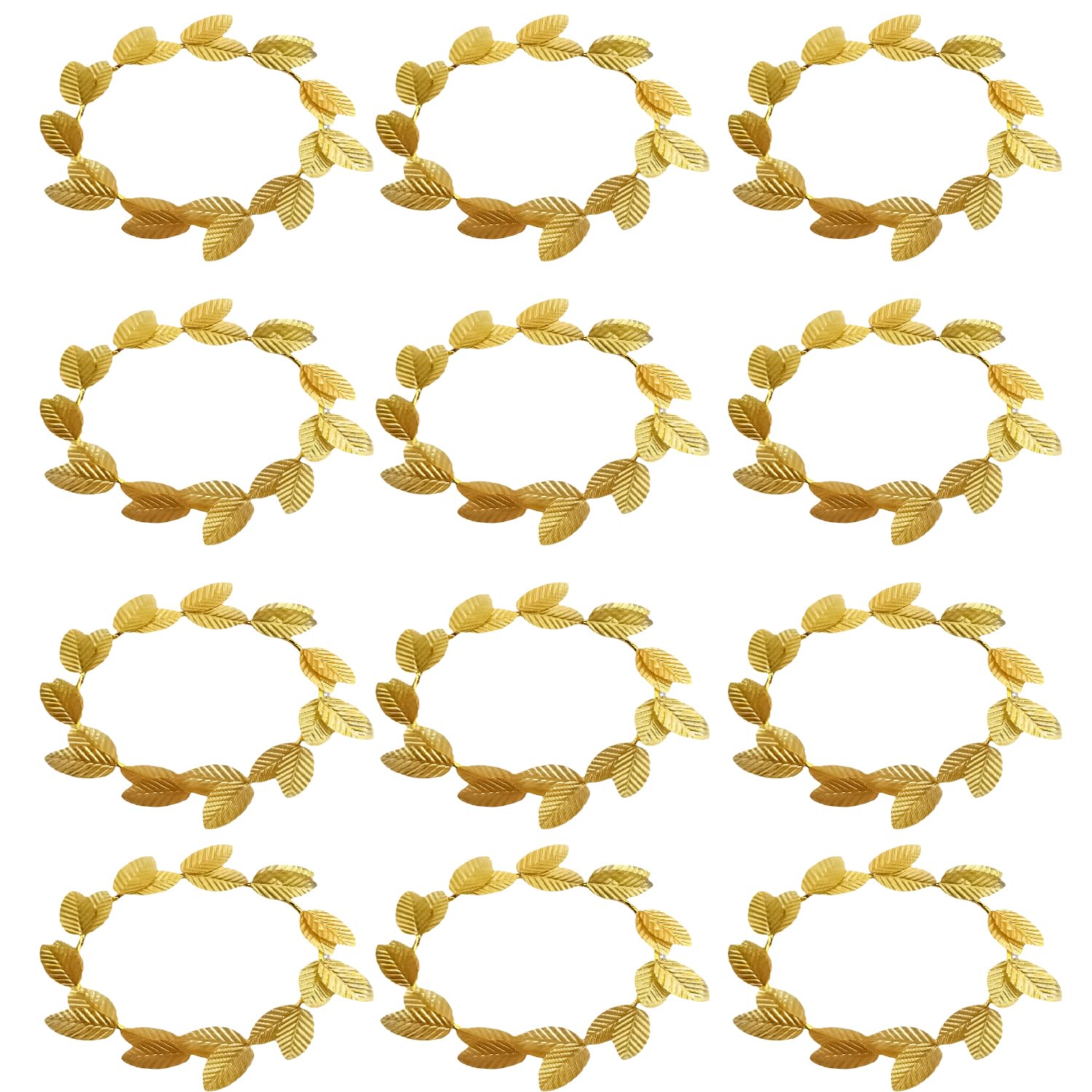 HAICN 12Pieces Gold Leaf Headbands Roman Wreath Greek Crown Headpiece Laurel Wreath Crown Toga Costume Accessories for Men Women Costume Headdress