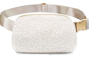 VNVM Fleece Sherpa Belt Bag for Women, Fanny Pack Crossbody Bags for Women Fashion Waist Bag with Adjustable Strap Waist Pouch for Workout Running Travelling Hiking, Everywhere Belt Bag Gold Accessories