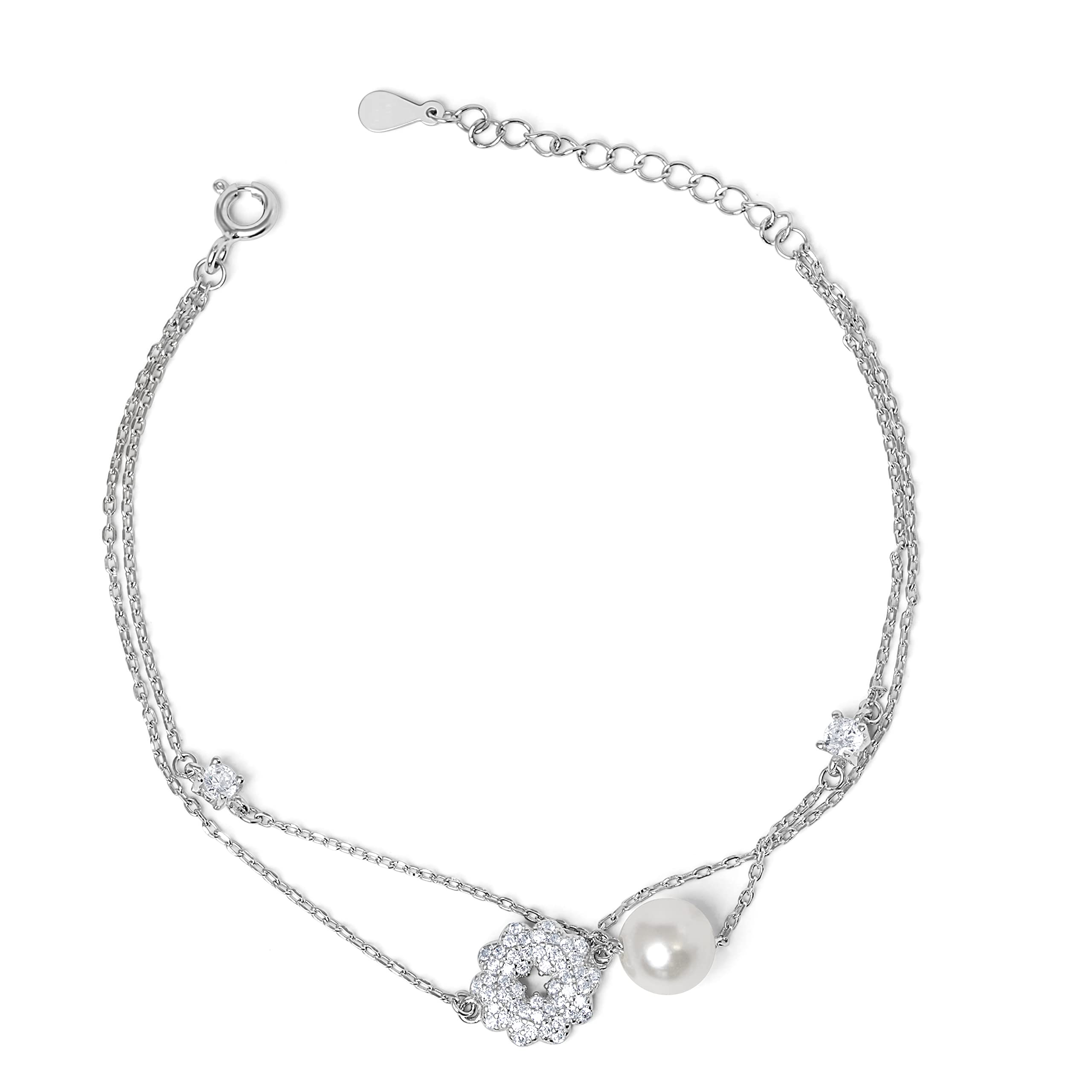 Women’s 925 Sterling Silver Double Charm Tiriolo Bracelet, a Great Gift or Present for Ladies