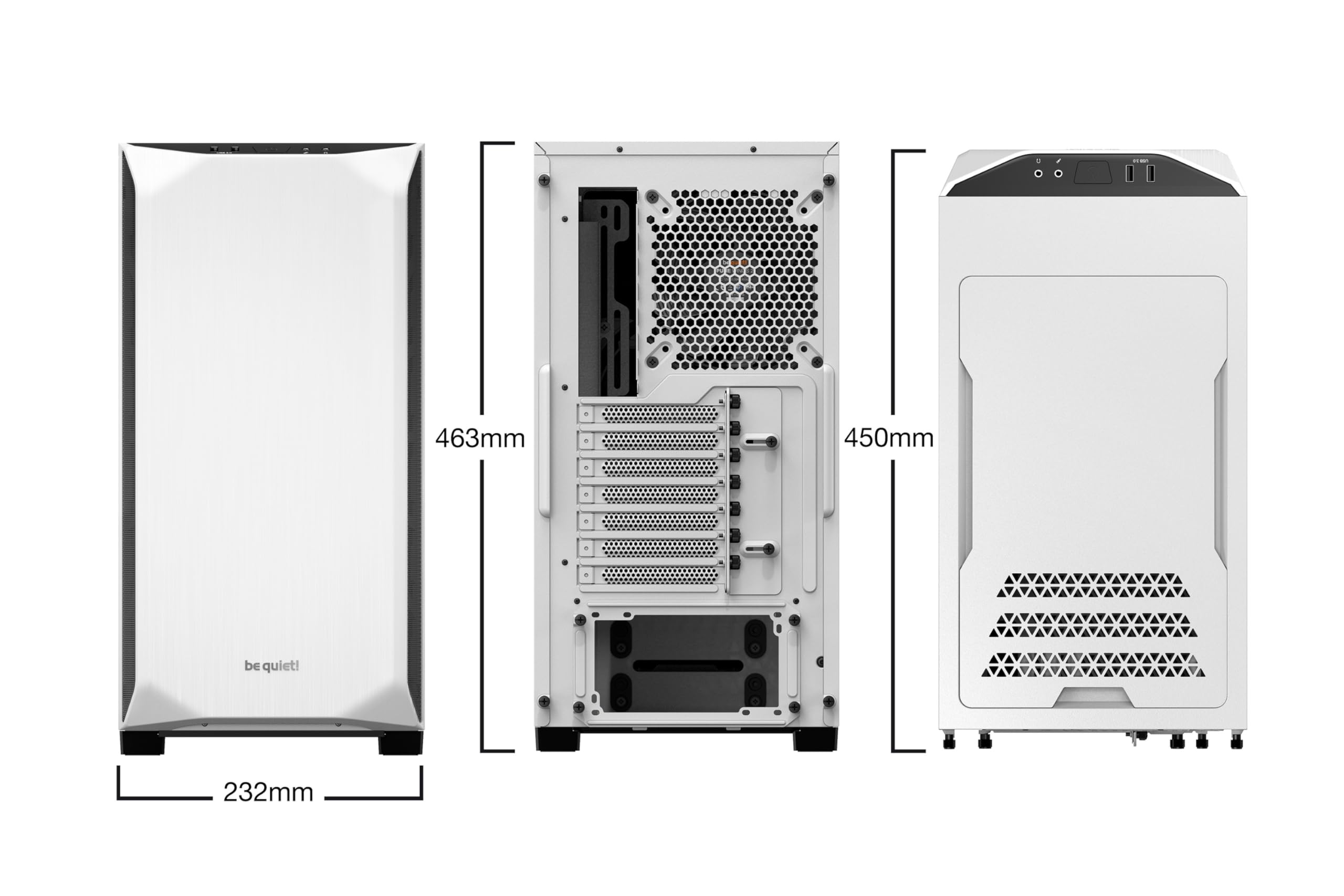 be quiet! Pure Base 500 ATX Midi Tower PC case | Tempered Glass Window | Two Pre-Installed Silent Wings Fans | White | BGW35