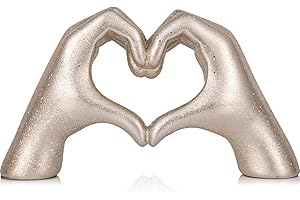 LCCCK Romantic Couples Gifts, Heart Hands Sculpture Modern Home Decor, Contemporary Couple Figurines in Love Stylish Centerpiece, Middle Finger Statue, for Wedding, Office, Living Room Coffee Table, Dining