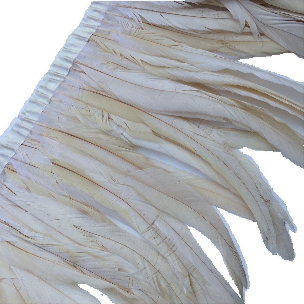 Sowder Rooster Hackle Feather Fringe Trim 10-12inch in Width Pack of 1 Yard(Ivory)