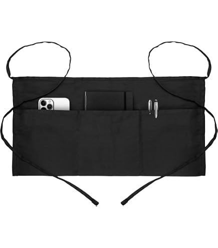 Delantal De Cintura Con 3 Bolsillos - Poliéster Resistente Para Cocina, Jardinería Y Servicio