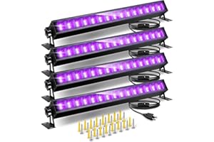 THECHAM 4 Pack 32W LED Black Lights, Blacklight Bar for Glow Party, Black Lights for Bedroom, Halloween Birthday Decor & Blacklight Party, Posters, Body Paint, ect.