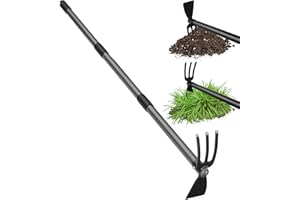 UIABOPZ Hoe Garden Tool, 45 Inch Garden Hoe Long Handle for Weeding, Heavy Duty Hand Tiller Garden Hoe Cultivator 2 in 1 Hand Garden Tools for Gardening, Planting, Tilling, Lossening Soil