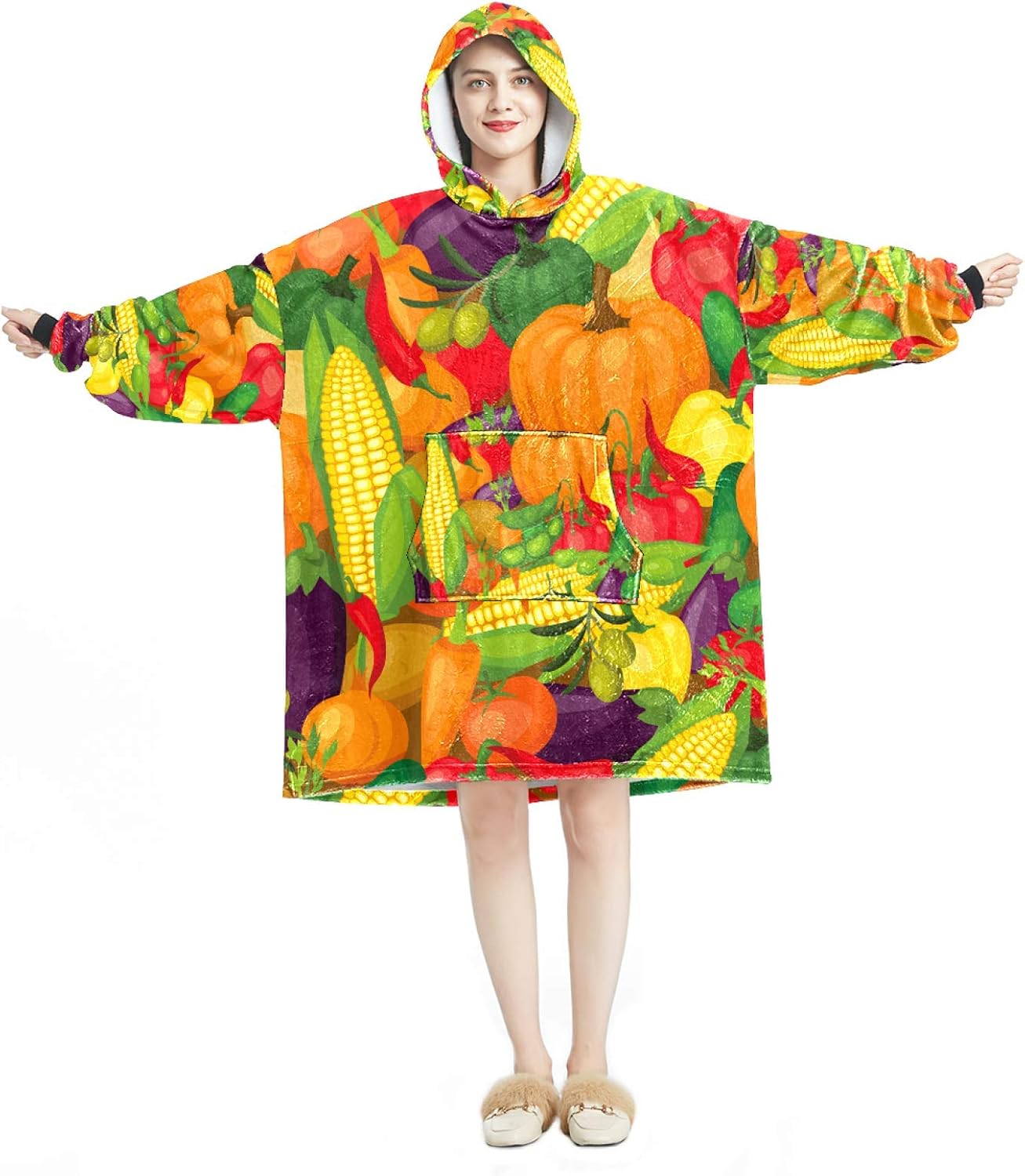 Blanket Hoodie, Casual Soft Microfiber Housecoat, Warm Nightdress for