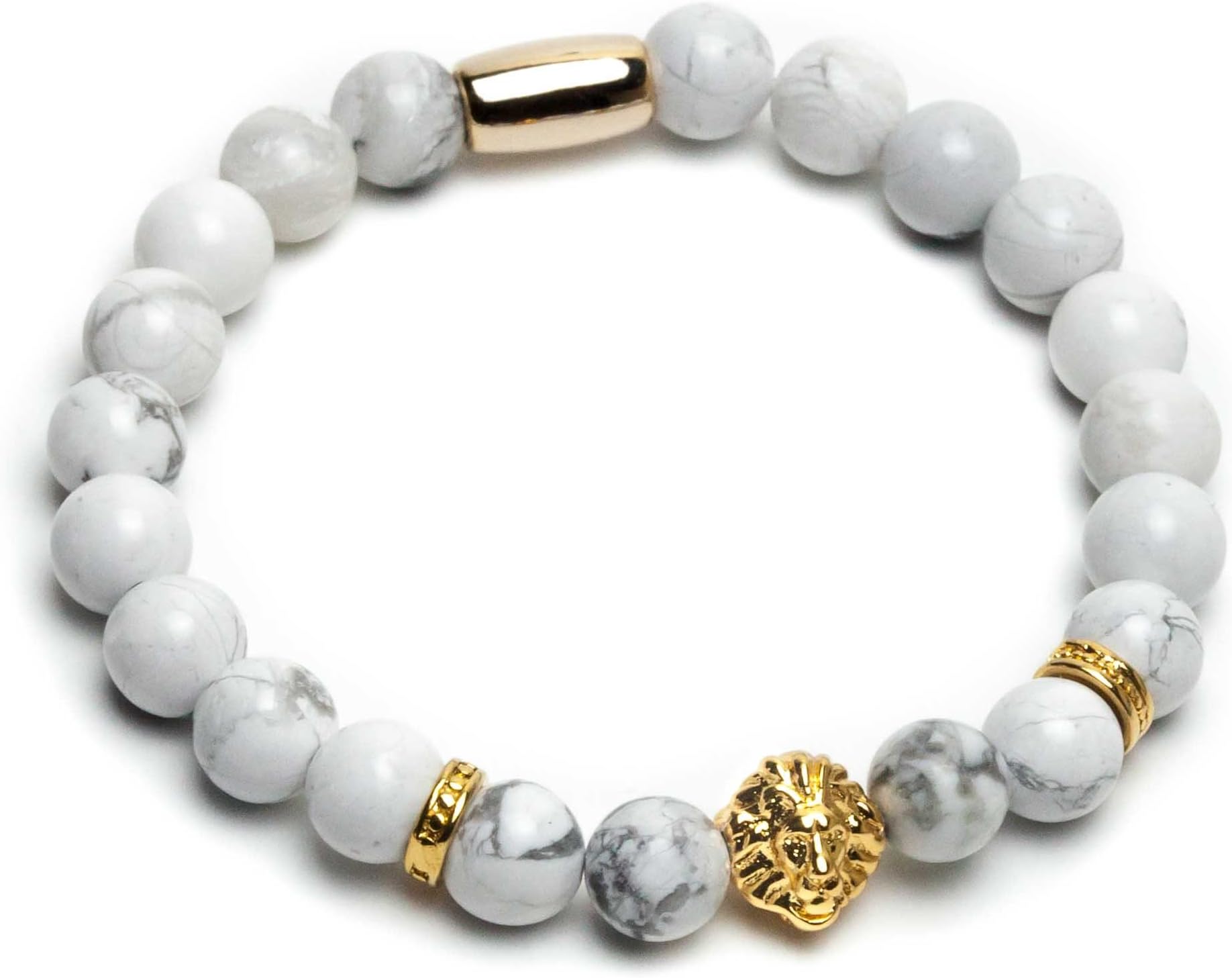 ZENGER 18kt Gold Plated Lion Head Beaded Bracelet