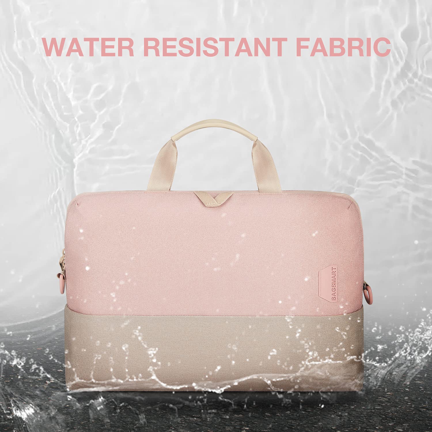 BAGSMART Laptop Bag for Women, Laptop Sleeve, 15.6 Inch Laptop Case, Computer Bag, Laptop Briefcase for Business Office Travel, Pink