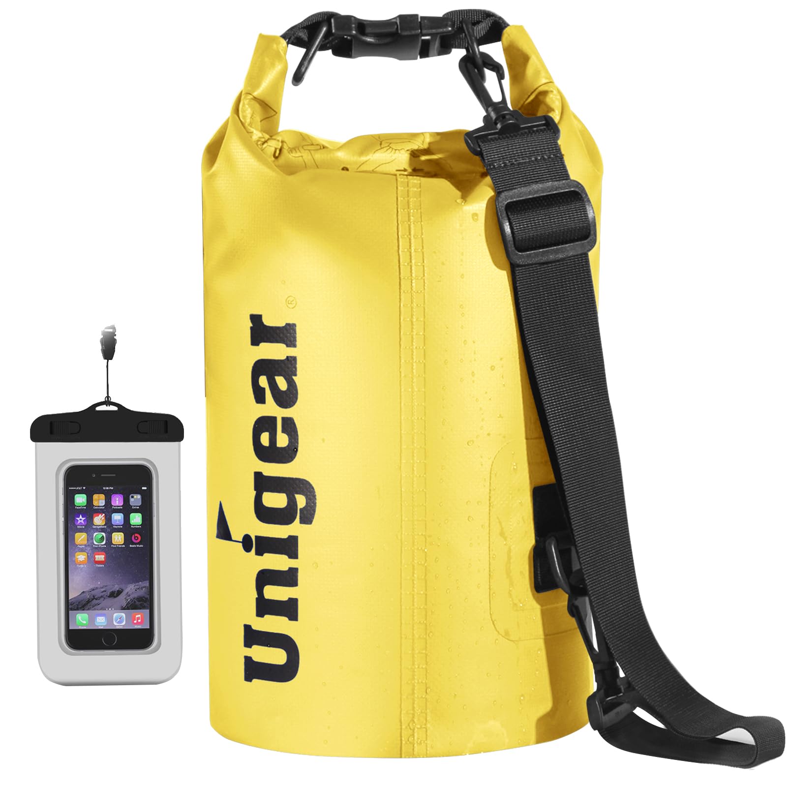 Unigear Dry Bag 2L/5L/10L/20L/30L/40L/55l Waterproof Dry Sack Roll Top with Phone Case and Long Adjustable Shoulder Strap for Boating/Kayaking/Fishing/Rafting/Swimming/Camping/Snowboarding