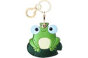 BORKUANA Leather Keychain Holder Case Compatible with AirTag,Cute air tag Cover with Keychain Ring,GPS Tracker Case for Keys