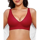 Popilush Wireless Bras Women Seamless No Underwire Push Up Bra Supportive Deep V Bralette Everyday Comfortable T-Shirt Bra
