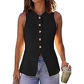 Mina Self 2025 Womens Summer Sleeveless Blazer Vest Lightweight Button Down V-Neck Casual Fashion Work Jacket Pockets